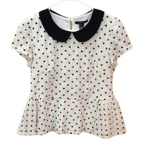 FOREVER 21 Black and White Polk a Dot Blouse